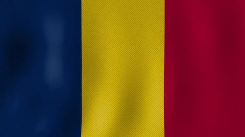 Chad National Flag Waving with Realistic Fabric Texture