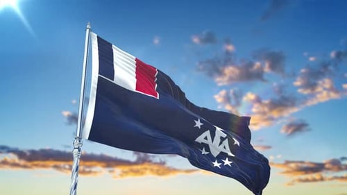 Realistic Waving Flag of French Southern and Antarctic Lands