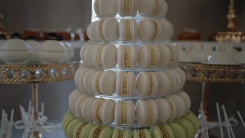 Elegant Macarons Tower at a Wedding Event