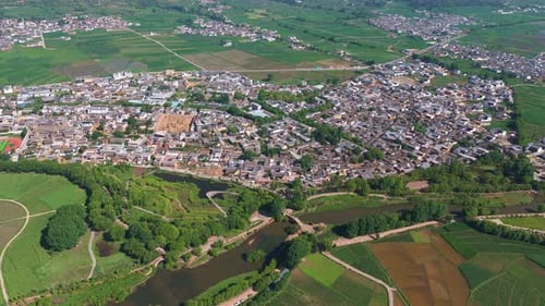 Aerial Scenery of Baisha Ancient Town, Yunnan
