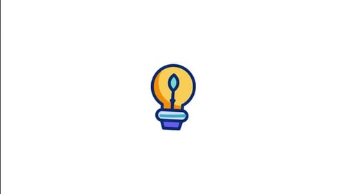 Animated Flat Design Lightbulb with Plant Icon