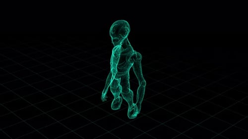 Rotating Futuristic Alien Hologram Wireframe Loop