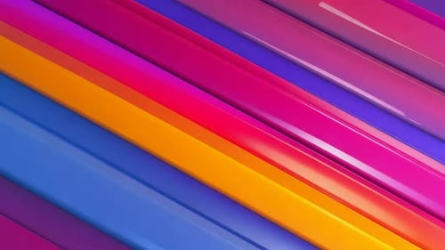 Lebendige, glänzende 3D-Schleife mit diagonalen Streifen in Regen
