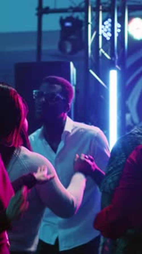 Vertical Video People Dancing in Pairs on Slow Music