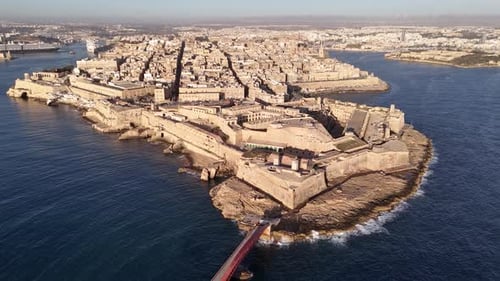 Aerial shot of Valletta city, capital of Malta, Europe