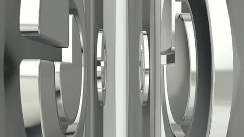 3D Chrome Geometric Shapes Spinning Abstract Transition