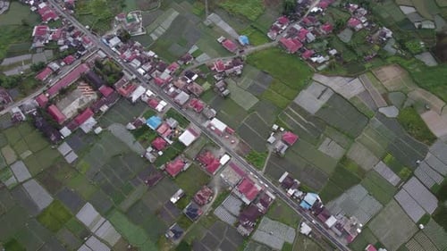 Village in Alahan Panjang in the aerial view, West Sumatra