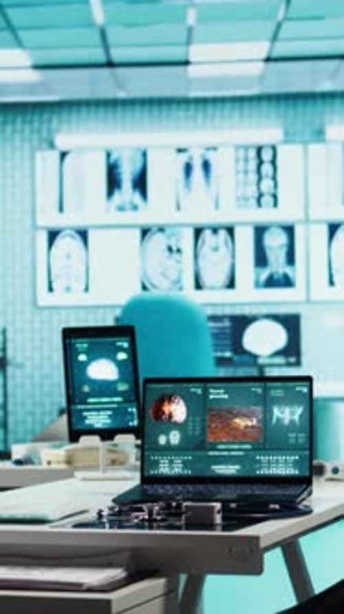 Modern Hospital Room with Medical Technology and X-rays