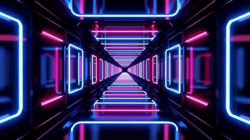Sci-Fi Spaceship Corridor Neon Loop