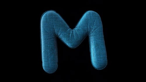 Blue Textured 3D Letter M Reveal