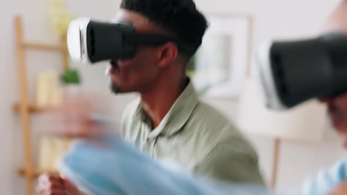 Couple Experiencing Virtual Reality at Home