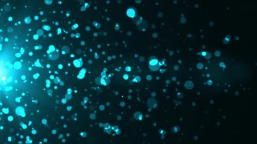 Abstract Glowing Blue Particles Motion Background with Light Flare