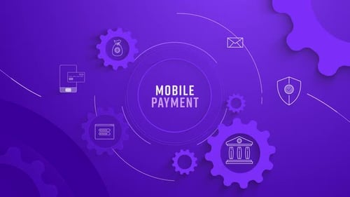 Flat Infographic Colorize Icons Background Mobile Payment Loopable Animation