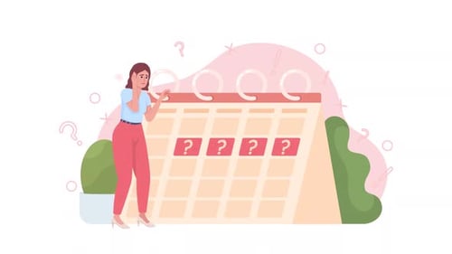 Flat Design Animation of Woman Worried About Period Delay