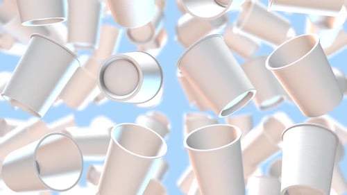 Abstract White Paper Cups Falling Loop Background