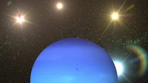 Rotating Neptune planet sphere galaxy in space with solar system, Science and technology video. 1416