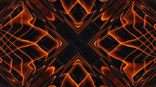 Animation en boucle de lignes courbes abstraites en forme de kaléidoscope orange lent