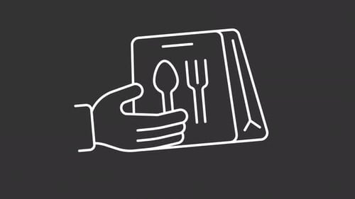 Animated sushi delivery white icon