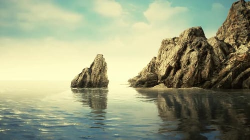 Rocky Tropical Island in Ocean