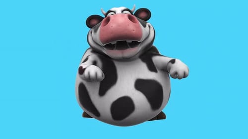 Fun 3D cartoon cow dancing (with alpha channel)