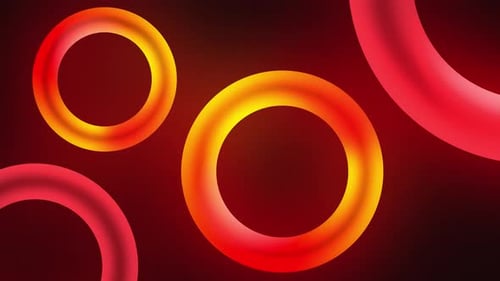 Abstract Red and Yellow Moving Glowing Circle Shapes