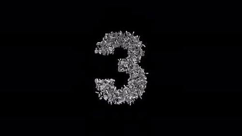 Number 3 Made of Numbers with Alpha Channel. 3D Font Number Animation. Transparent Background