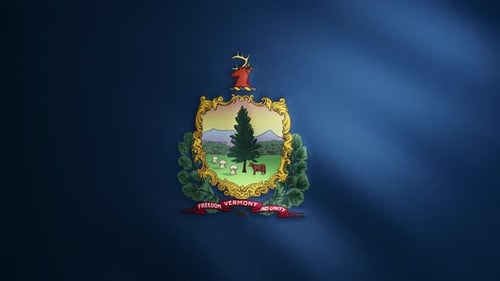 Waving Vermont State Flag and Seal Animation