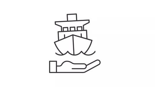 Icono lineal animado de viaje marino