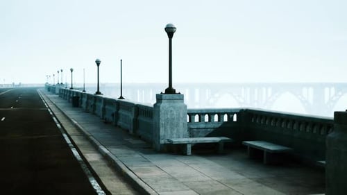 Old Empty Bridge on a Foggy Day