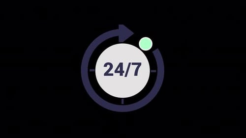 24/7 Support Animated Icon Flat Design