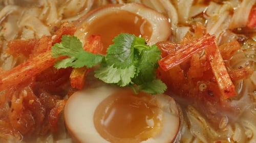 Close Up of Steaming Bowl of Japanese Ramen