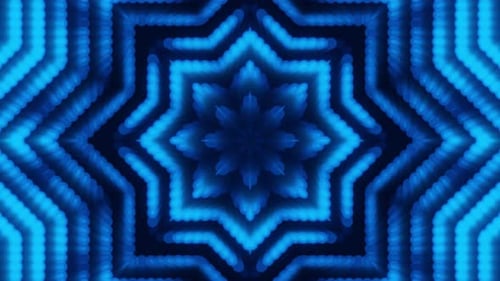 Abstract Blue Geometric Star Kaleidoscope Looping Background