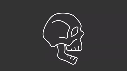 Minimalist Animated Skull Line Icon