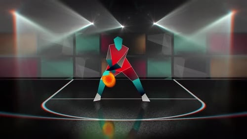 animation de dribble de basketteur