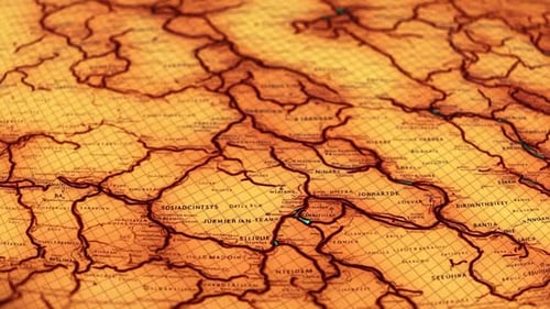 Vintage Animated Map Panning with Old-World Travel Theme