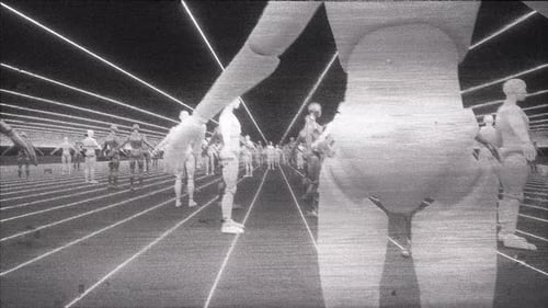 Digital Human Figures Glitch Effect in Cyber Grid