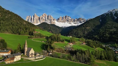 Spring Landscape in Italian Dolomites Alps