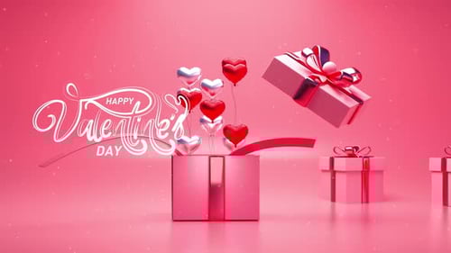 Happy Valentines Day Love Gift Heart Romance Suprise Loop Background Red