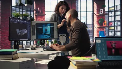 Des collègues utilisent une interface de chatbot IA pour générer un vaisseau spatial de jeu vidéo