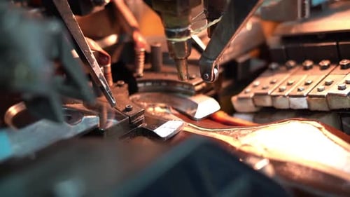 a craftsman handmade a shoe by a close up shot, insert shot