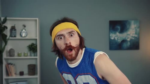 Retro Fitness Vibes A Stylish and Trendy Workout Enthusiast Fully Engaged in Energetic Action