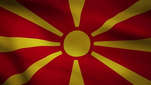 North Macedonia Flag Waving Loop Background