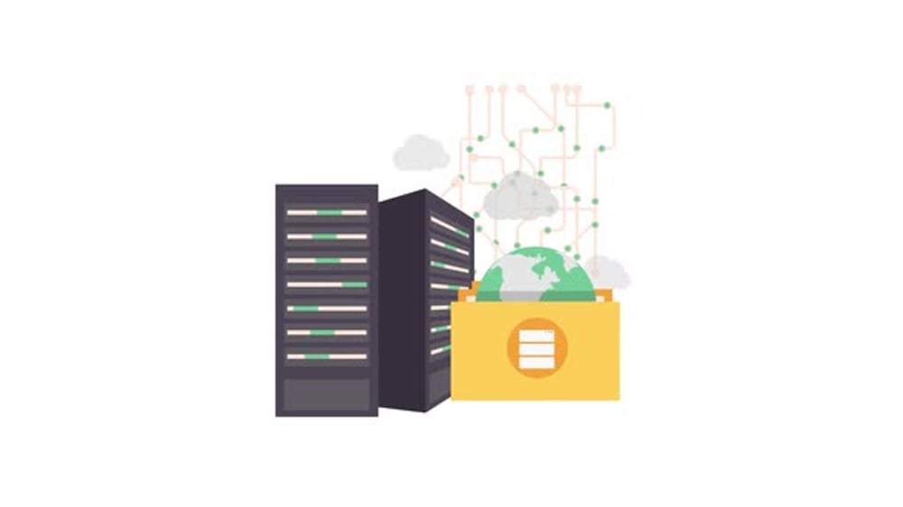 Animated Flat Design of Cloud Computing and Data Servers, Elements ...