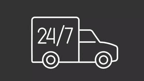 Minimalist 24/7 Delivery Truck Line Art Animation