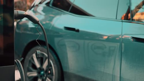 Electrical car charging station close up