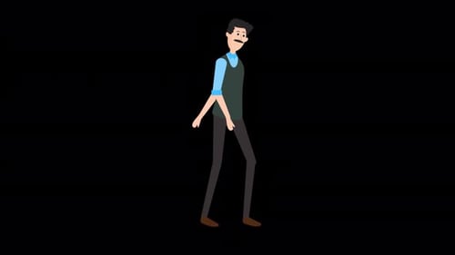 Old Man Walking Alpha Channel 4K