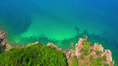 Aerial view over tropical island