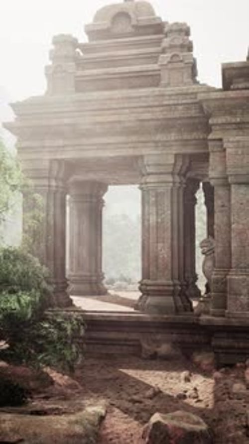 Ancient Stone Temple Surrounded By Forest