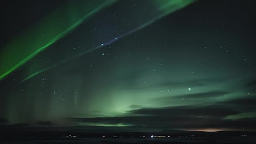 Northern Lights Flaring in green and purple
