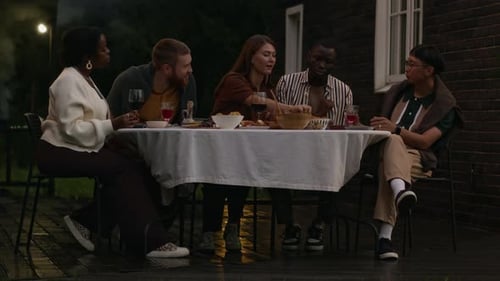 Friends Gather for Dinner Party on Urban Patio
